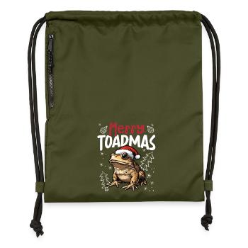 Merry Toadmas Funny Toad Christmas Motif - Gymsac made from recycled material - military green - Front