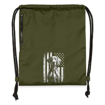 Silhouette patriotique du Labrador - Sac à cordon en polyester recyclé - military green - Devant