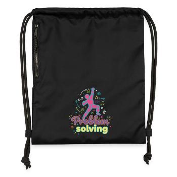 Problemlösung, Klettern, Felsen, Bouldern, Spaß - Turnbeutel aus Recycling-Material - Schwarz - Vorne