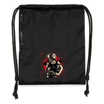Rebellious woman in grunge rock style - Gymsac made from recycled material - black - Front