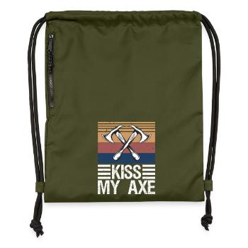 Lumberjack Axe Chop Wood Gift - Gymsac made from recycled material - military green - Front