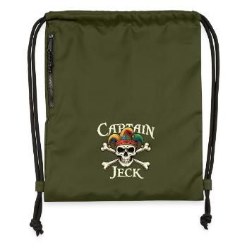 Capitaine Jeck Skull Jester Design - Sac à cordon en polyester recyclé - military green - Devant