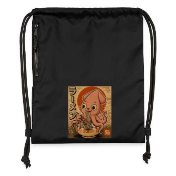 Ramen-Oktopus Cartoon in Sepia - Turnbeutel aus Recycling-Material - Schwarz - Vorne