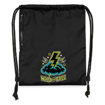 Nuage de foudre sauvage et libre - Sac à cordon en polyester recyclé - military green - Devant