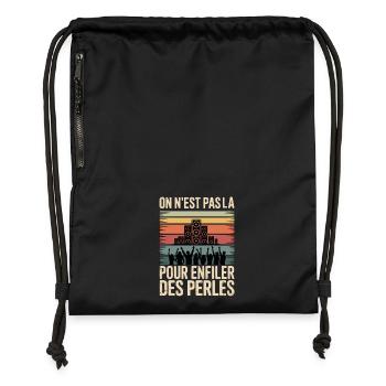 We're not here to string pearls - Gymsac made from recycled material - military green - Front