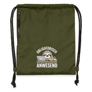 Bureau de réunion obligatoire du Sloth Sloth Telco - Sac à cordon en polyester recyclé - military green - Devant