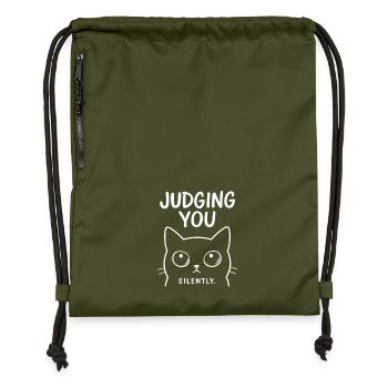 Cat humor, cat gift idea, funny pets - Gymsac made from recycled material - military green - Front