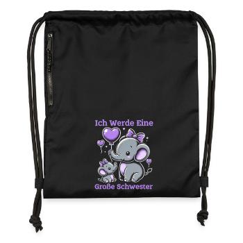 Big Sister Elephants Older Sibling - Gymsac made from recycled material - black - Front