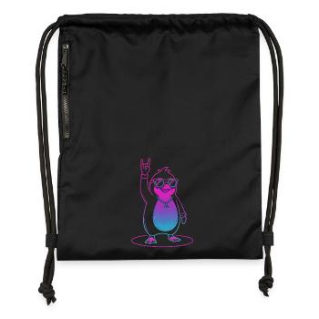 Cool Rock Penguin with Sunglasses - Gymsac made from recycled material - black - Front