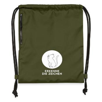Cat Kitten Kitty - Gymsac made from recycled material - military green - Front