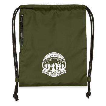 Team Braut Bachelor Party – We give it our all! - Gymsac made from recycled material - military green - Front