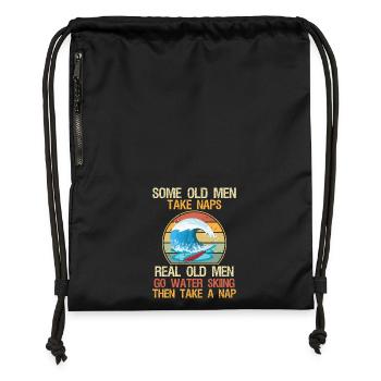 Some Old Men Take Naps Grandpa Water Ski Waterski - Gymsac made from recycled material - military green - Front