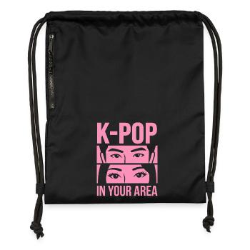 Le look rose de la K-Pop dans la région - Sac à cordon en polyester recyclé - noir - Devant