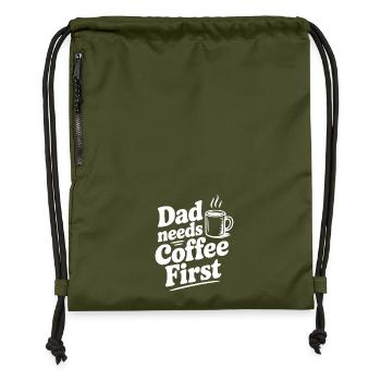 Dad Needs Coffee First - Gymsac made from recycled material - military green - Front