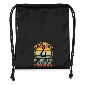 I'm So Good at Catching Fish That The Fish Tell St - Gymsac made from recycled material - black - Front