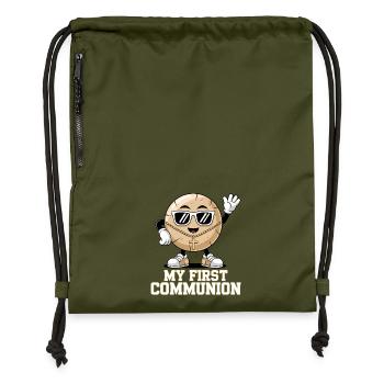 Biscuit de première communion avec style - Sac à cordon en polyester recyclé - military green - Devant