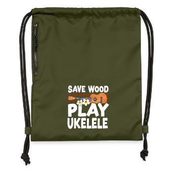 Ukulélé hawaïen Ukulélé Sauve le bois - Sac à cordon en polyester recyclé - military green - Devant