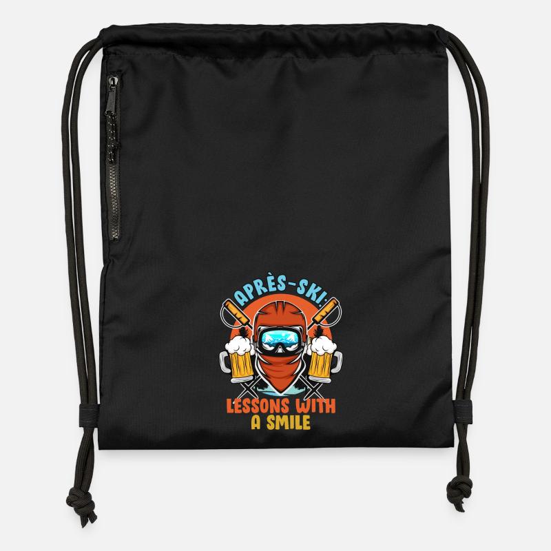 Ski Instructor APRES-SKI LESSONS WITH A SMILE Lustig - Gymsac made from recycled material - black