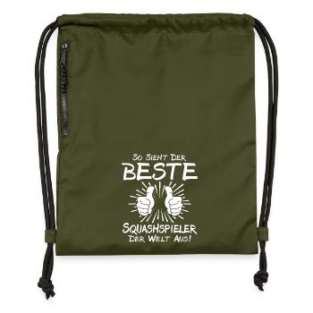 Meilleur joueur de squash - Sac à cordon en polyester recyclé - military green - Devant