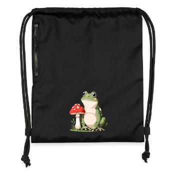 Little frog with red mushroom - Gymsac made from recycled material - black - Front
