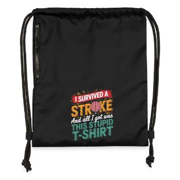 Überlebt Schlaganfall Shirt - Turnbeutel aus Recycling-Material - Schwarz - Vorne
