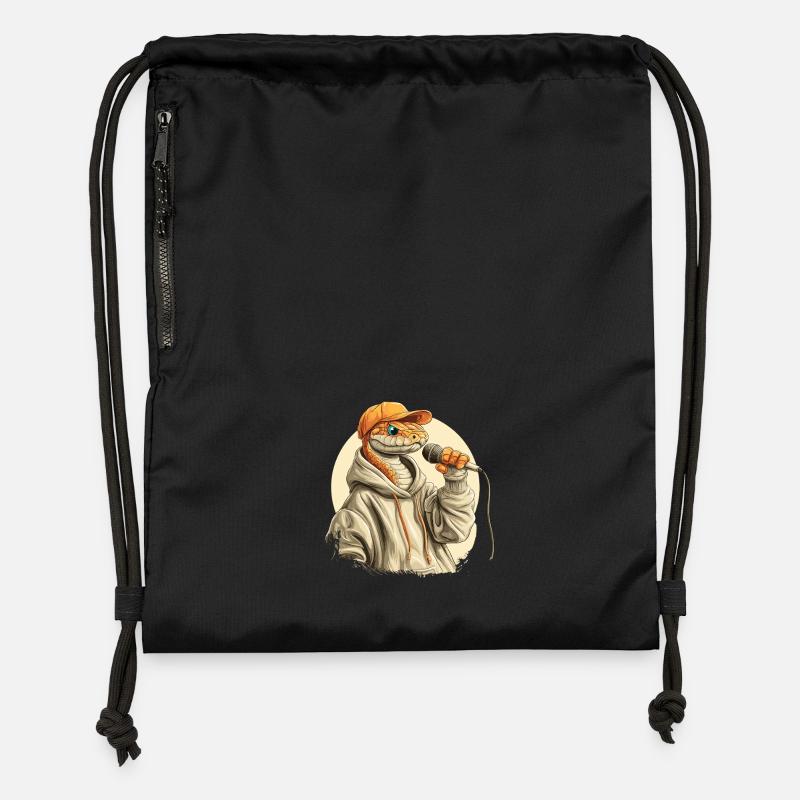 Serpent rapeur en sweat à capuche - Sac à cordon en polyester recyclé - noir