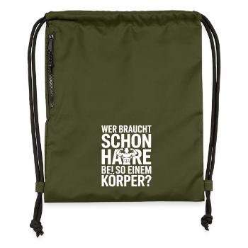 Glatze Wer Braucht Schon Haare Halbglatze Glatzen - Turnbeutel aus Recycling-Material - military Green - Vorne