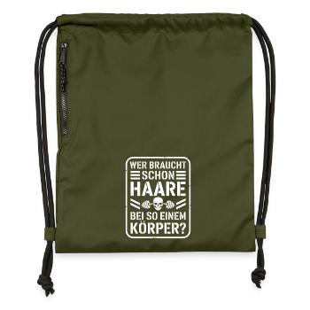 Glatze Wer Braucht Schon Haare Halbglatze Glatzen - Turnbeutel aus Recycling-Material - military Green - Vorne
