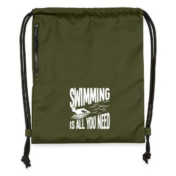 Schwimmen ist alles, was du brauchst - Turnbeutel aus Recycling-Material - military Green - Vorne