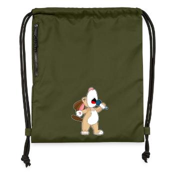 Hund Sänger Mikrofon Singen - Turnbeutel aus Recycling-Material - military Green - Vorne