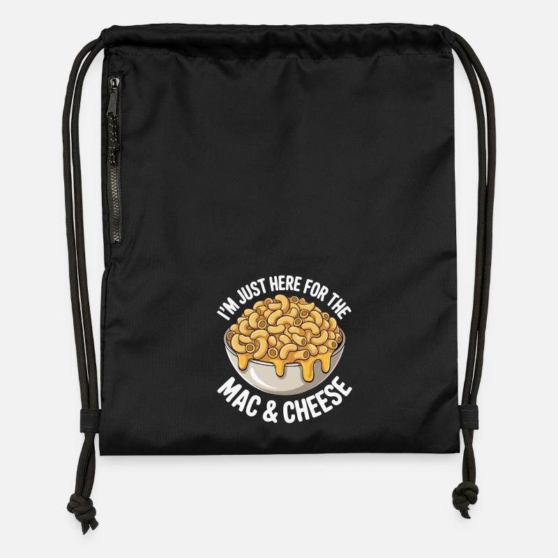 Fan de macaroni au fromage - Je suis juste là - Sac à cordon en polyester recyclé - noir
