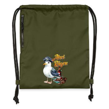 Baltic Sea Holiday AHOI RÜGEN Fun - Gymsac made from recycled material - military green - Front