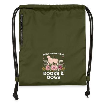Bücher Und Hunde Florale Harmonie - Turnbeutel aus Recycling-Material - military Green - Vorne