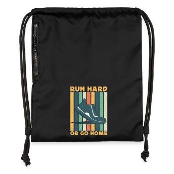Coureur de marathon courir à fond ou rentrer chez soi - Sac à cordon en polyester recyclé - noir - Devant