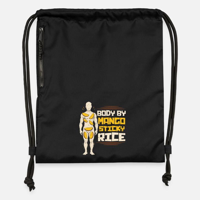 Riz gluant à la mangue - Sac à cordon en polyester recyclé - noir