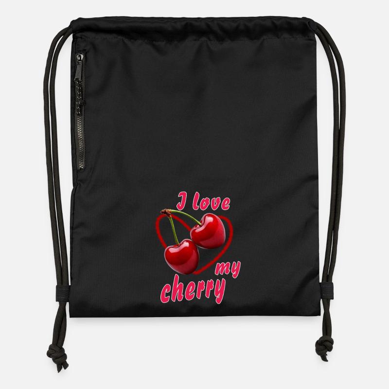 CERISES J’adore ma cerise - Sac à cordon en polyester recyclé - noir