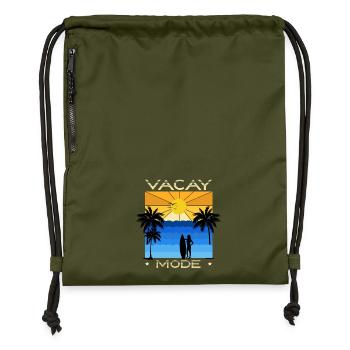 Lustiges Urlaubs & Surfer Design - Turnbeutel aus Recycling-Material - military Green - Vorne