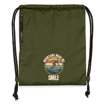Les montagnes me font sourire Ski rétro - Sac à cordon en polyester recyclé - military green - Devant
