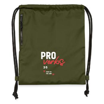 Trust in the Lord Proverbs 3:5 Bible Verse - Gymsac made from recycled material - military green - Front