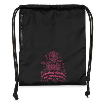 Compter les mailles, pas de problèmes, fil de vie au crochet - Sac à cordon en polyester recyclé - noir - Devant