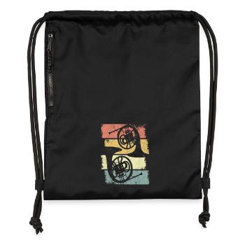 French Horns Drawing - Gymsac made from recycled material - black - Front
