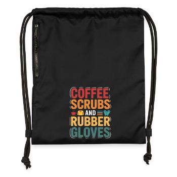Kaffee Scrubs und Gummi Handschuhe - Turnbeutel aus Recycling-Material - Schwarz - Vorne