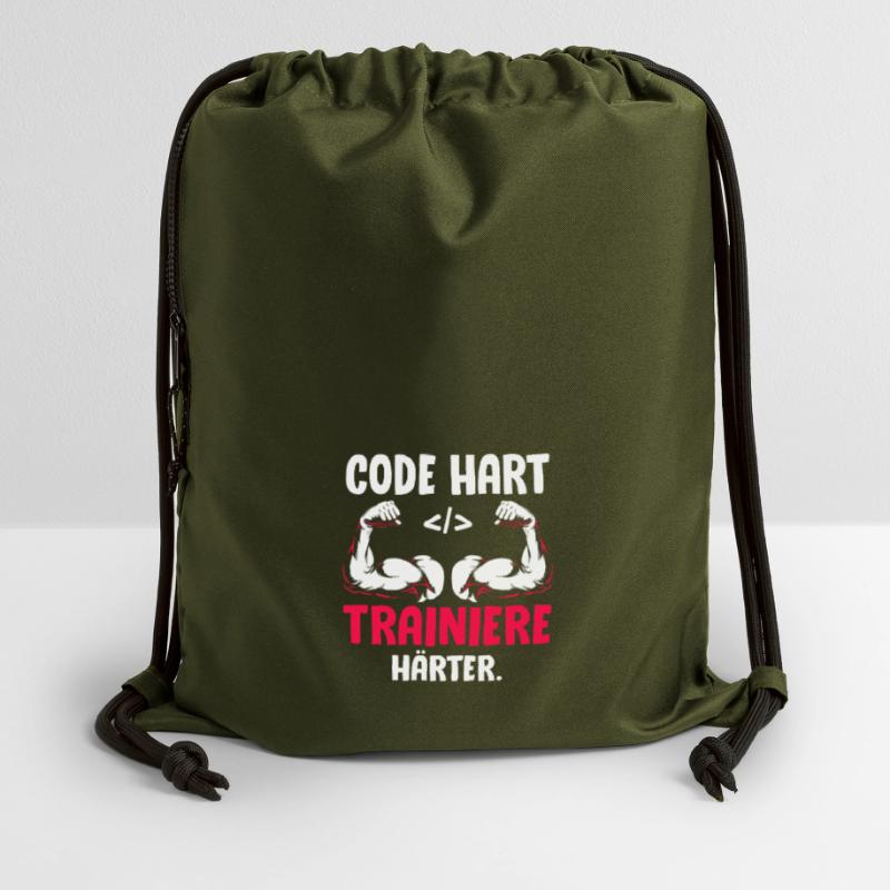 Coder CODE HARD TRAIN HARDER Funny Gymsac made from recycled material
