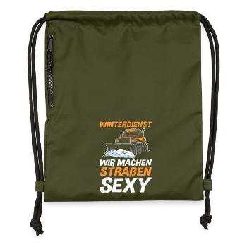 WINTERDIENST WIR MACHEN STRAßEN SEXY Lustig - Turnbeutel aus Recycling-Material - military Green - Vorne