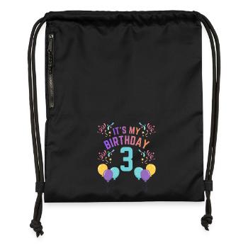 3 ans fille C’est mon anniversaire Enfants Anniversaire - Sac à cordon en polyester recyclé - noir - Devant