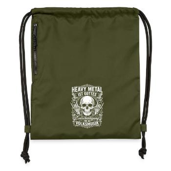 Heavy Metal God's Compensation Folk Music Design - Gymsac made from recycled material - military green - Front