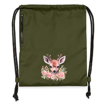 Motif traditionnel de cerf et de biche pour costumes féminins – Traditionnel - Sac à cordon en polyester recyclé - military green - Devant