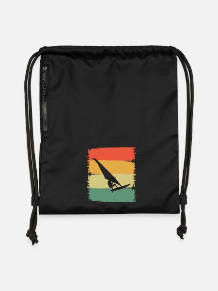 Windsurfer Silhouette - Turnbeutel aus Recycling-Material - Schwarz