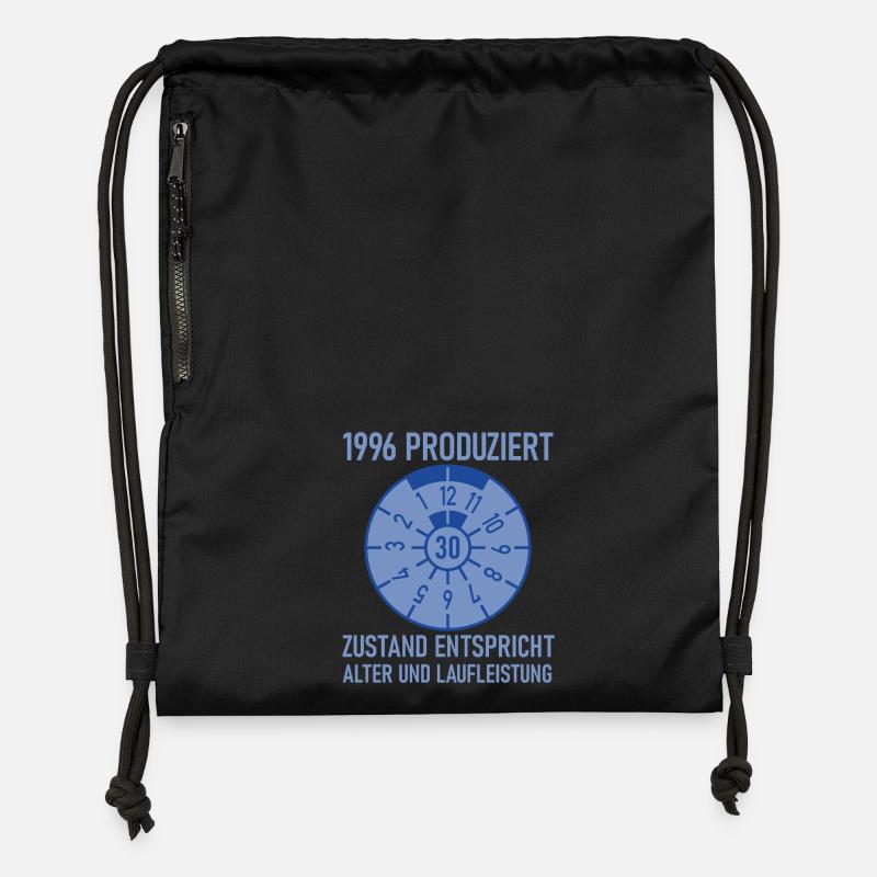 1996 Née 30e anniversaire Réglage de voitures - Sac à cordon en polyester recyclé - noir