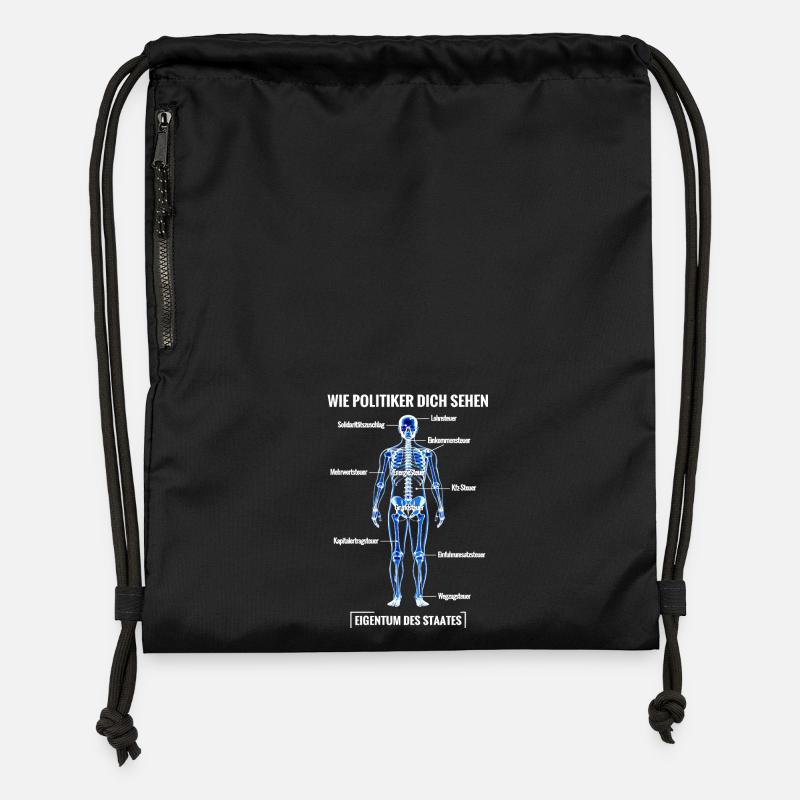 Anatomie Steuerzahler - Zerlegeplan - Turnbeutel aus Recycling-Material - Schwarz